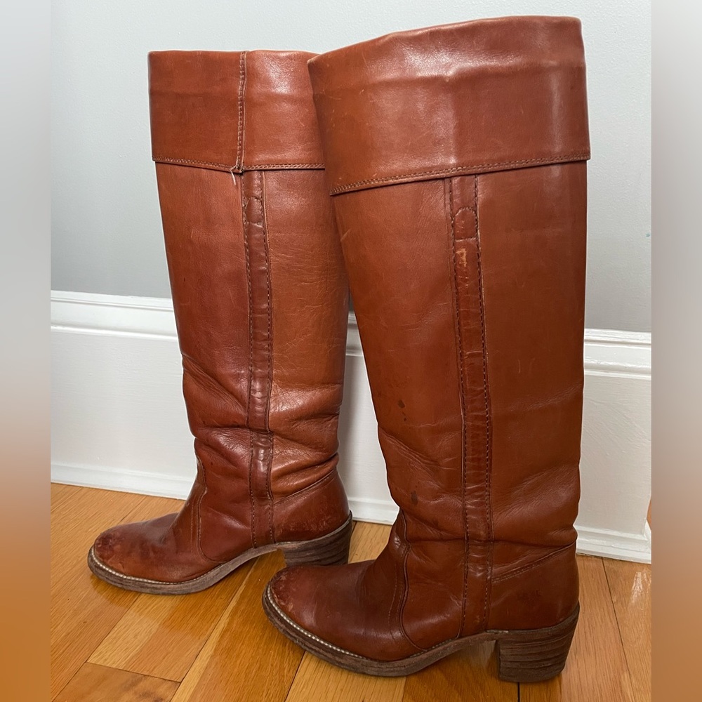 Vintage Frye Brown Leather Boots Sz 6.5 - Picture 2 of 9